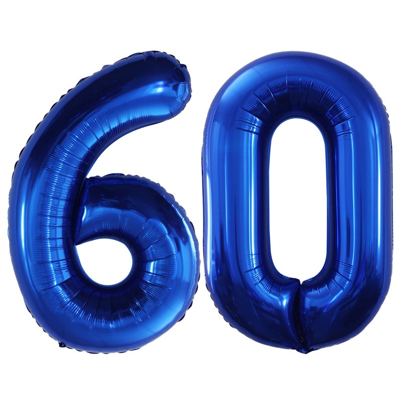 GOER Number 60 Balloons for 60th Birthday Party Decorations42 Inch Jumbo Foil Helium Balloons for 60th Anniversary Blue - Image 3