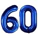 GOER Number 60 Balloons for 60th Birthday Party Decorations42 Inch Jumbo Foil Helium Balloons for 60th Anniversary Blue - Image 2
