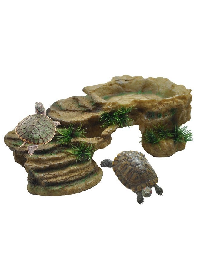 kathson Turtle Basking Platform,Tortoise Resin Climbing Rock Rectangular Resting Terrace Tank Accessories,Reptiles Dock Hide Cave Habitat Decoration for Bearded Dragon Lizard Geckos Spiders (3 PCS) - Image 1