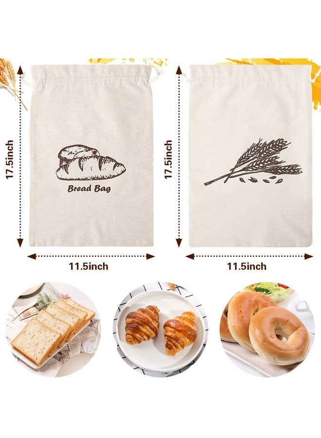 Augshy Bread Bag, 2 Pieces Linen Bread Bags for Homemade Bread Container, 17.5 ×11.5 Inches Unbleached & Reusable Bread Storage, Natural Large Storage for Artisan Bread - Image 2