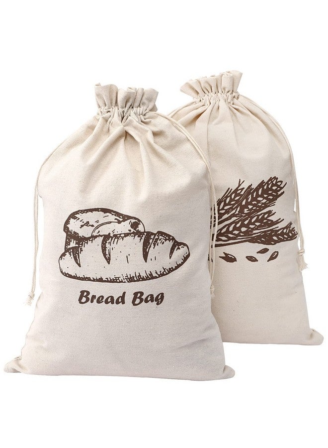 Augshy Bread Bag, 2 Pieces Linen Bread Bags for Homemade Bread Container, 17.5 ×11.5 Inches Unbleached & Reusable Bread Storage, Natural Large Storage for Artisan Bread - Image 1