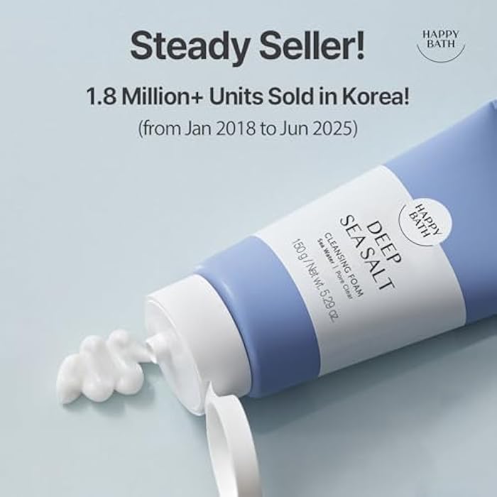 HAPPY BATH Deep Sea Salt Facial Cleanser, Exfoliating Face wash with Cellulose beads, Combination to Oily Skin, Korean Foaming Face Cleanser, Gentle Formula for Daily Use, 5.29 Fl Oz. - Image 2