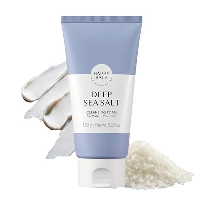 HAPPY BATH Deep Sea Salt Facial Cleanser, Exfoliating Face wash with Cellulose beads, Combination to Oily Skin, Korean Foaming Face Cleanser, Gentle Formula for Daily Use, 5.29 Fl Oz. - Image 1