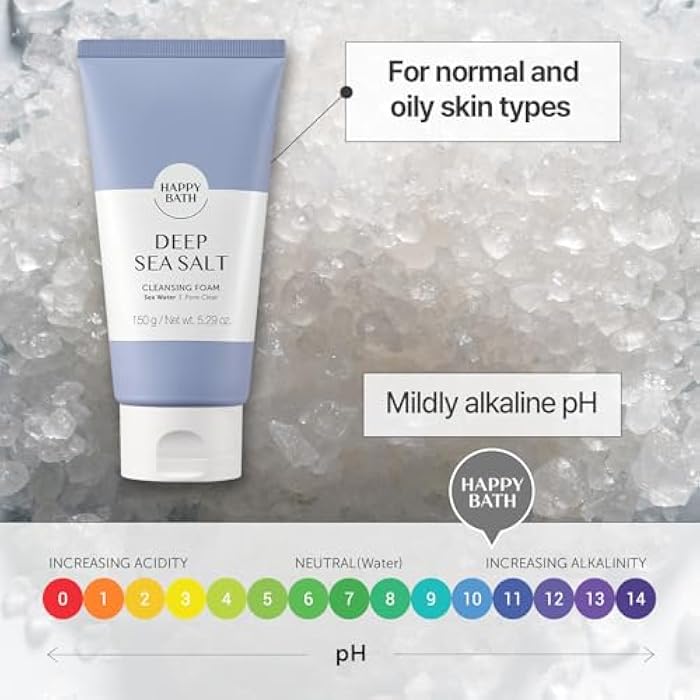 HAPPY BATH Deep Sea Salt Facial Cleanser, Exfoliating Face wash with Cellulose beads, Combination to Oily Skin, Korean Foaming Face Cleanser, Gentle Formula for Daily Use, 5.29 Fl Oz. - Image 5