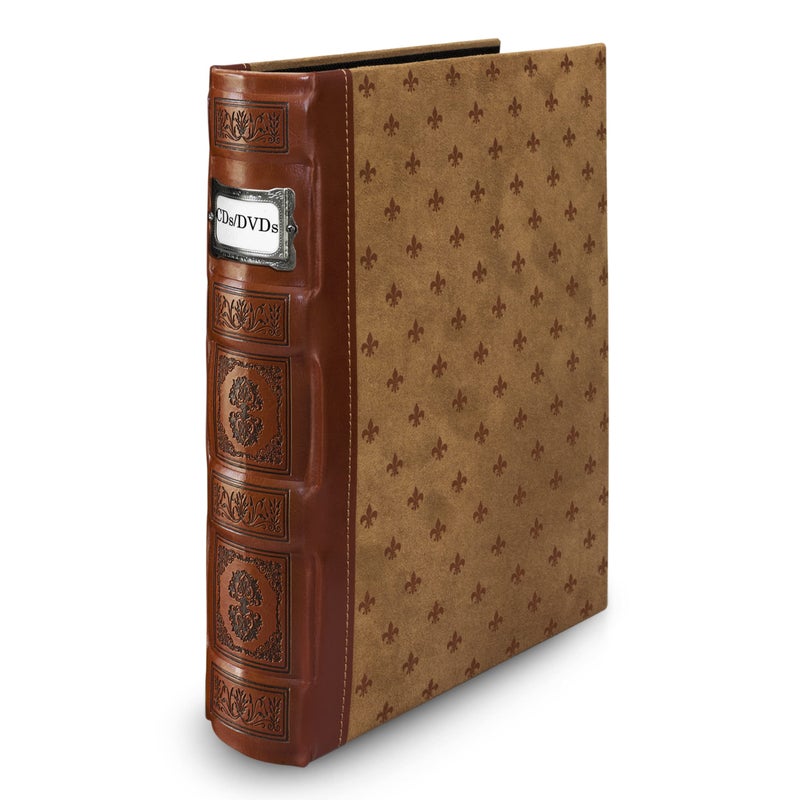 Bellagio-Italia BellagioItalia Tuscany CDDVD Storage Binder  Leather  48Disc Capacity  Storage Organizer for DVDs CDs Blu Rays  Video Games  AcidFree Binder Organizer Sheets  1 Pack  Cognac 