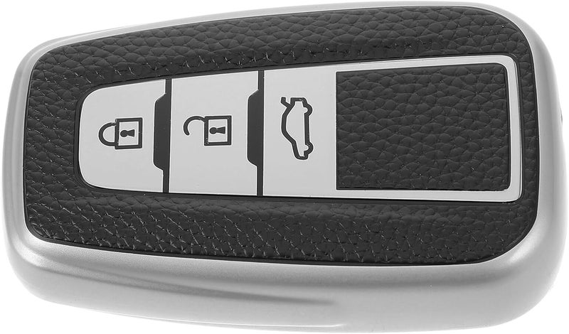 Mikinona Car Key Fob Protector Case Full Cover Key Holder Compatible with Toyota 3-Button Silver Leather Texture Protective Shell - Image 1