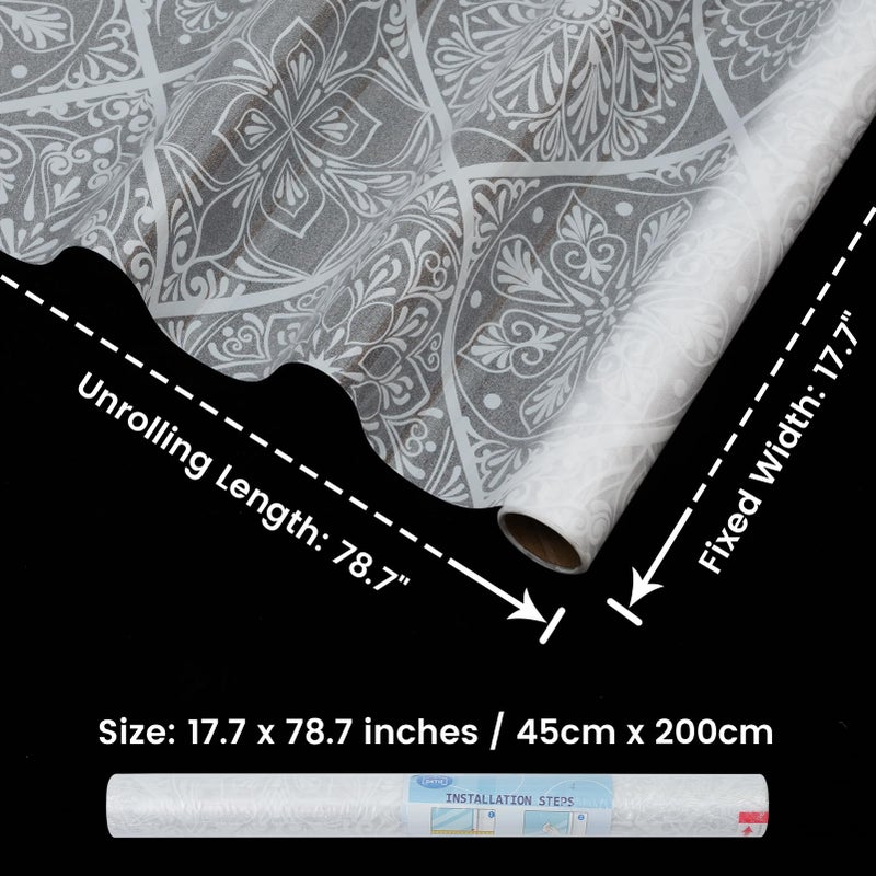 DKTIE Boho Style Stained Glass Window Film with Installation Tools, Waterproof Window Privacy Film for Bathroom Bedroom Kitchen (B110-white, 17.7" x 78.7") - Image 4