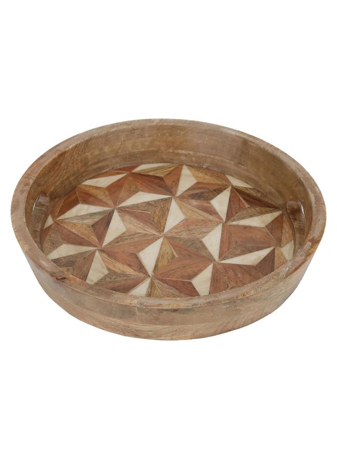 Alsaif Wooden Serving Tofir 29 X 29 X 5 Cm Round Small Brown - Image 1