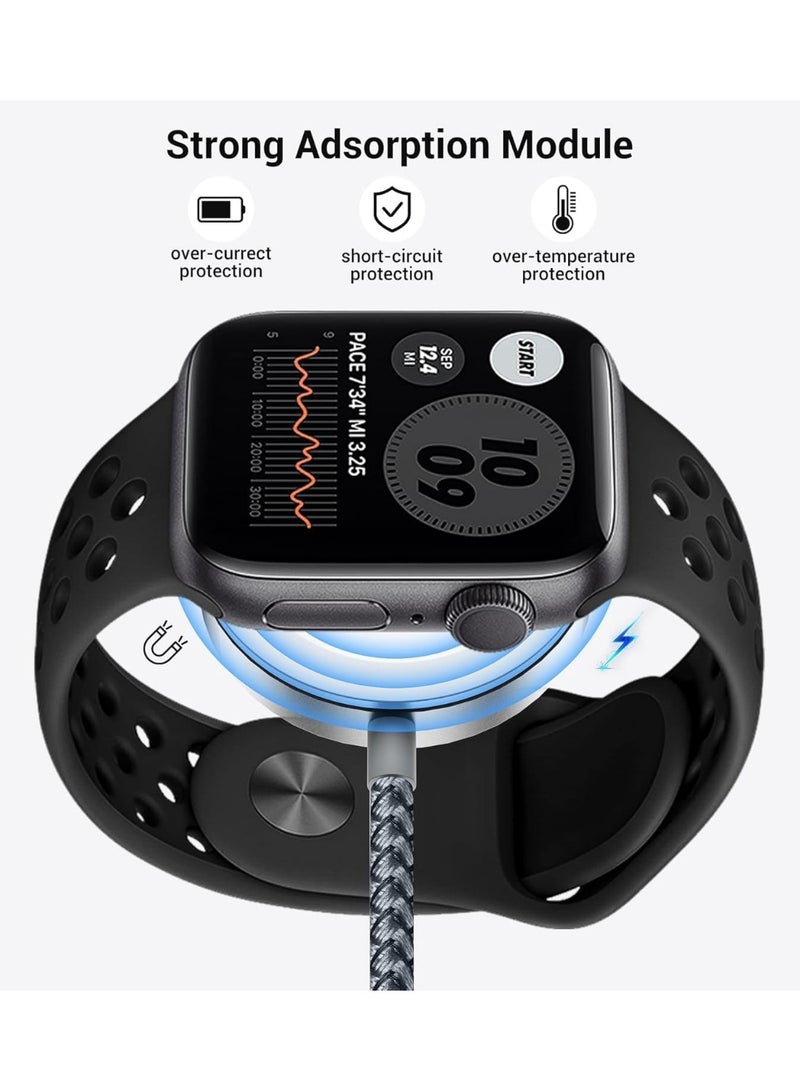 لضروريات السفر,3 في 2 كابل USB C لشاحن ساعة آبل / شاحن آيفون 16 / البرق,كابل الشحن المتعدد,ضروريات التخييم العطلة,المحمولة مصممة لـ iWatch و iPhone 16-12-4FT - Image 3