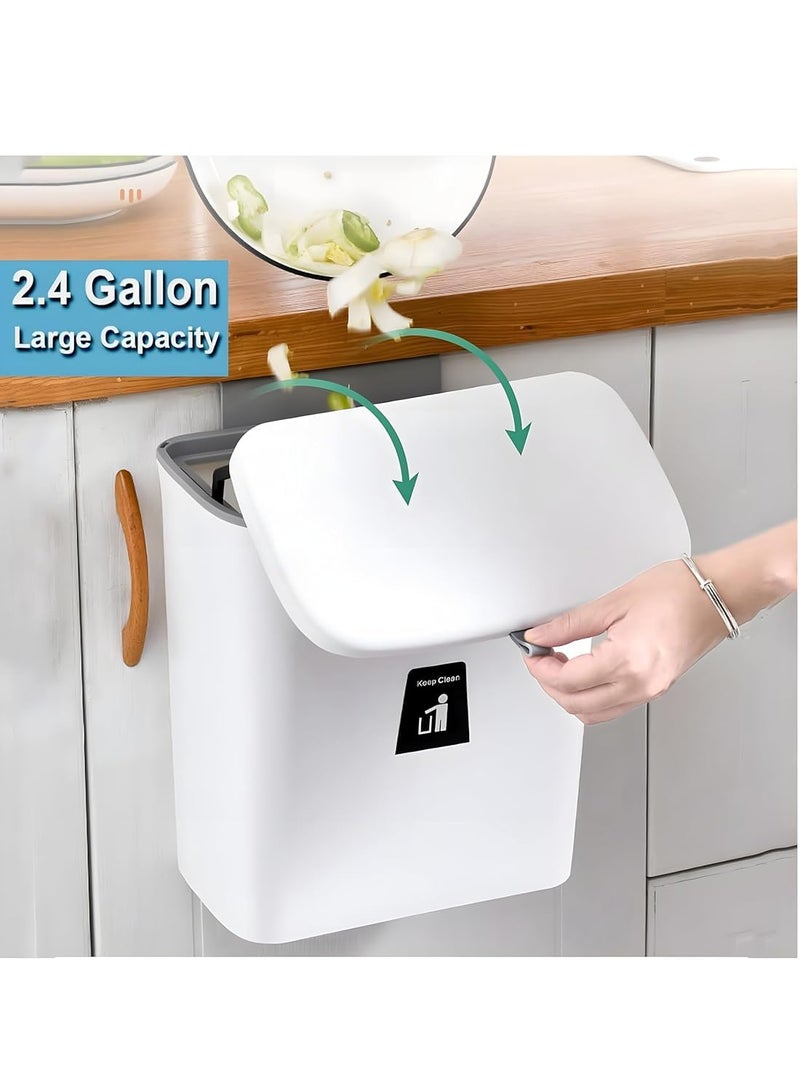 PYEBE Kitchen Compost Bin - Hanging Trash Can with Lid - Mountable Garbage Bin for Countertop, Under the Sink, Bedroom, Office - Indoor Trash bin, Dustbin for kitchen - Image 4