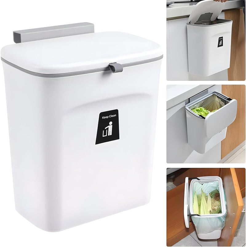 PYEBE Kitchen Compost Bin - Hanging Trash Can with Lid - Mountable Garbage Bin for Countertop, Under the Sink, Bedroom, Office - Indoor Trash bin, Dustbin for kitchen - Image 1