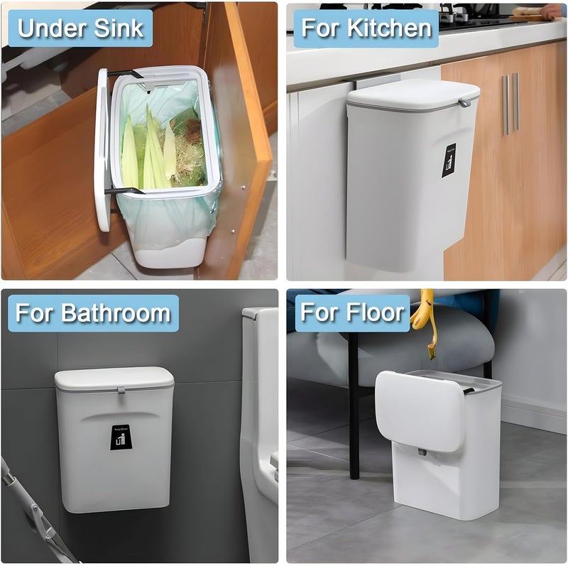 PYEBE Kitchen Compost Bin - Hanging Trash Can with Lid - Mountable Garbage Bin for Countertop, Under the Sink, Bedroom, Office - Indoor Trash bin, Dustbin for kitchen - Image 2