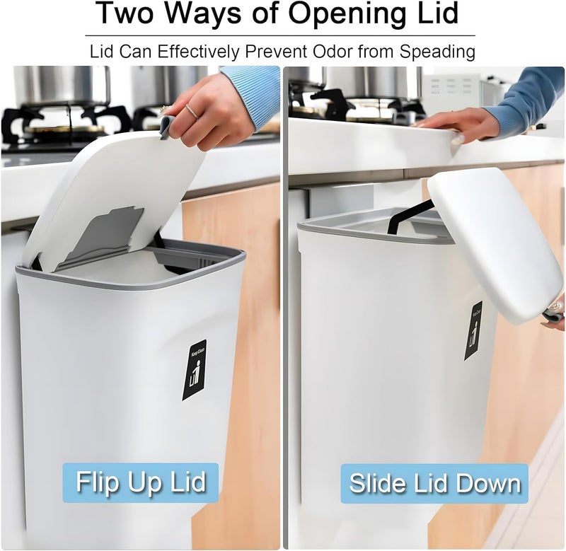 PYEBE Kitchen Compost Bin - Hanging Trash Can with Lid - Mountable Garbage Bin for Countertop, Under the Sink, Bedroom, Office - Indoor Trash bin, Dustbin for kitchen - Image 5