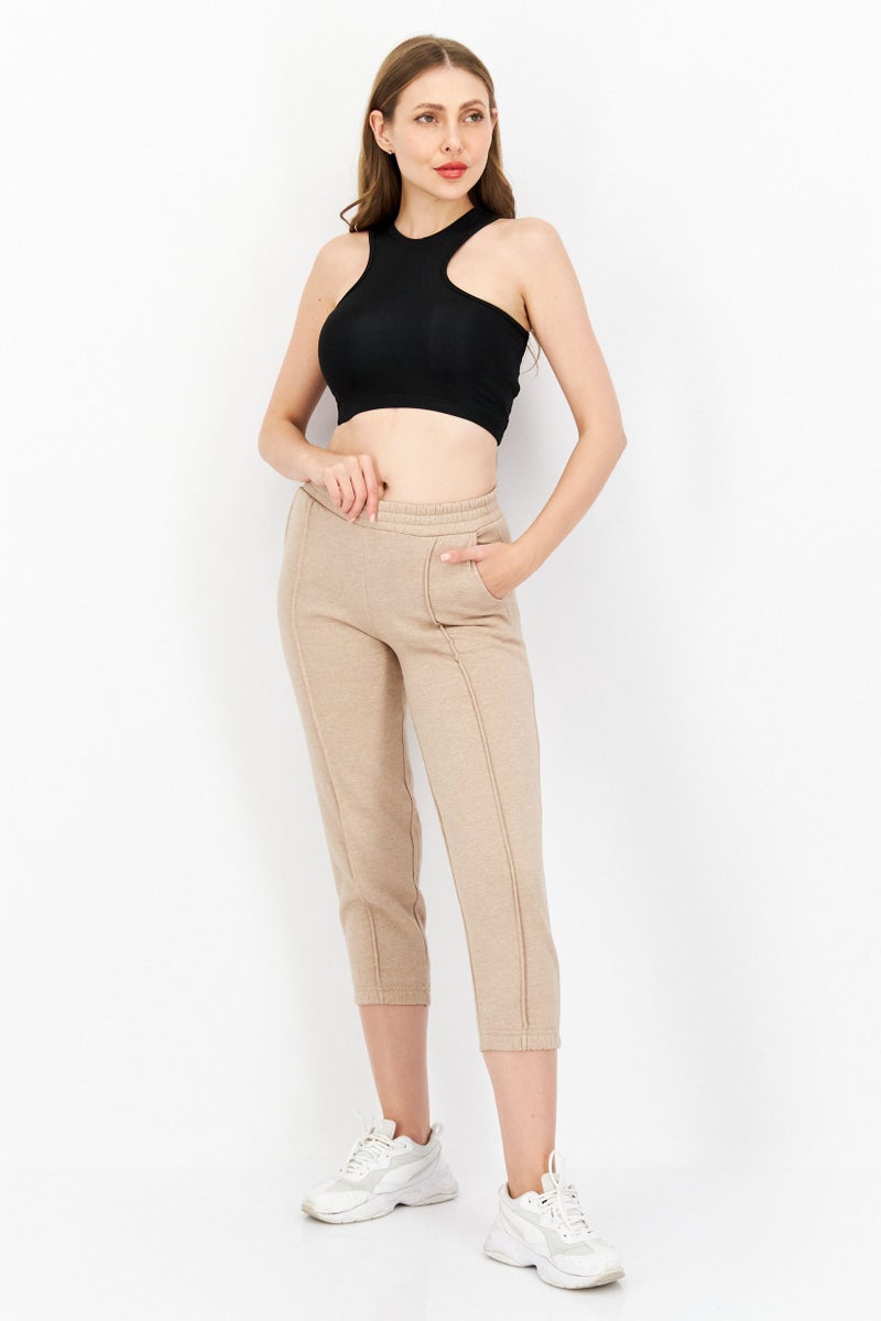 Ryder Act Women Crew Neck Sleeveless Solid Crop Top, Black  - Image 4