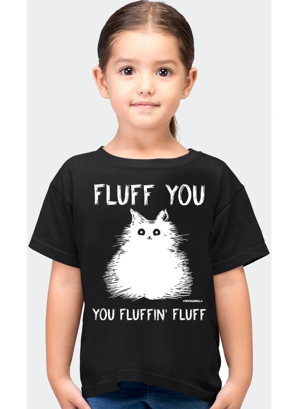 Rock&Roll Fluffy Black Short Sleeve Girls Boys Unisex Kids T-Shirt