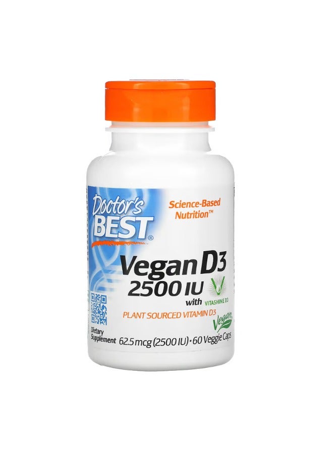 دكتورز بست Vegan D3 with Vitashine D3 2500 IU 60 Veggie Caps - Image 1