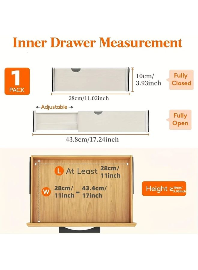 White Expandable Drawer Dividers Adjustable Organizer For Home Storage 1pc - Image 2