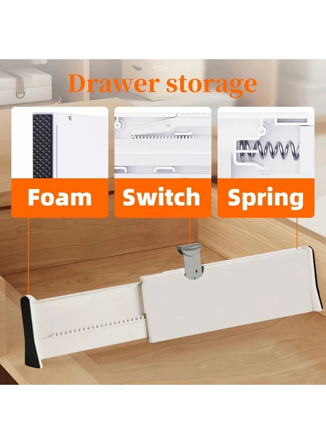 White Expandable Drawer Dividers Adjustable Organizer For Home Storage 1pc - Image 3