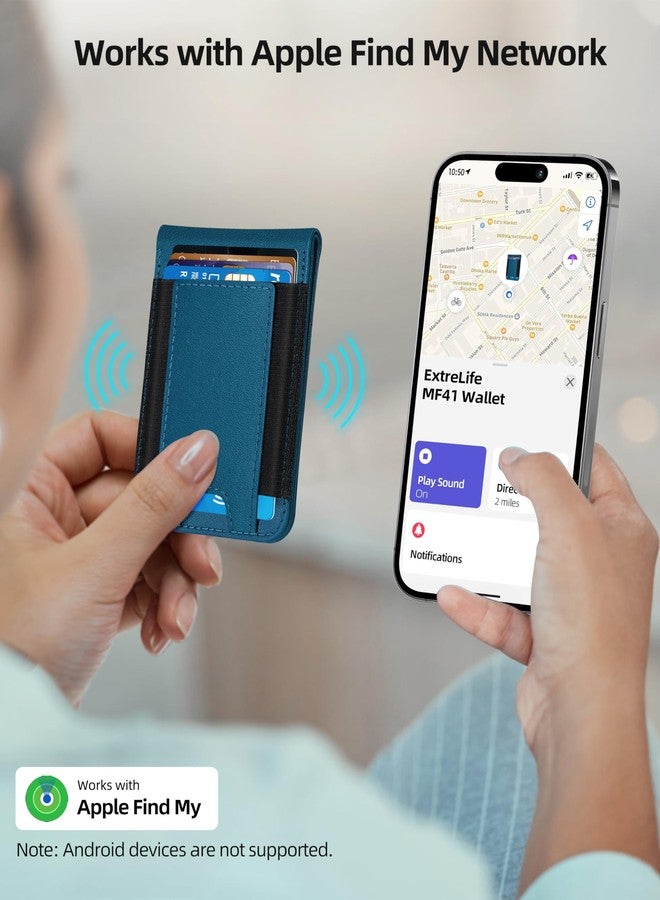اكسترا لايف محفظة ExtreLife المغناطيسية لمحفظة Magsafe، متوافقة مع Apple Find My، لسلسلة iPhone 17/16/15/14/13/12، حامل لـ 8 بطاقات، حامل قابل للتعديل، مانع لتقنية RFID، أزرق - Image 2