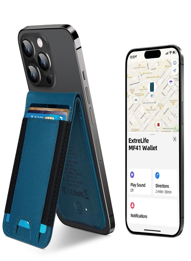 اكسترا لايف محفظة ExtreLife المغناطيسية لمحفظة Magsafe، متوافقة مع Apple Find My، لسلسلة iPhone 17/16/15/14/13/12، حامل لـ 8 بطاقات، حامل قابل للتعديل، مانع لتقنية RFID، أزرق - Image 1
