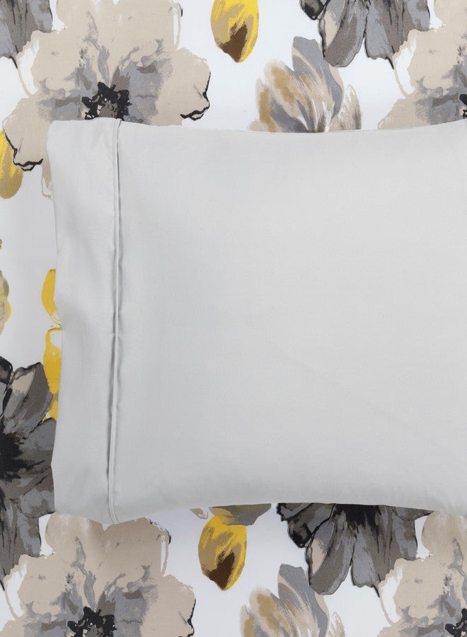 Lush Decor Leah Soft Floral Sheet Set, 6 Piece Set, Queen, Yellow & Gray- Queen Size Sheet Set - Printed Bedding - Watercolor Florals - Farmhouse Décor - Image 5