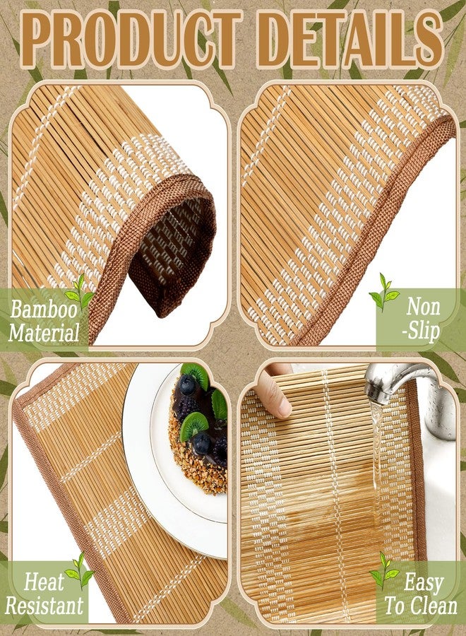 Pickmesh Bamboo Table Mats Set of 8, 18'' x 12'' Bamboo Table Mats Set, Natural Anti-Slip Placemats for Dining Table Room and Kitchen - Image 3