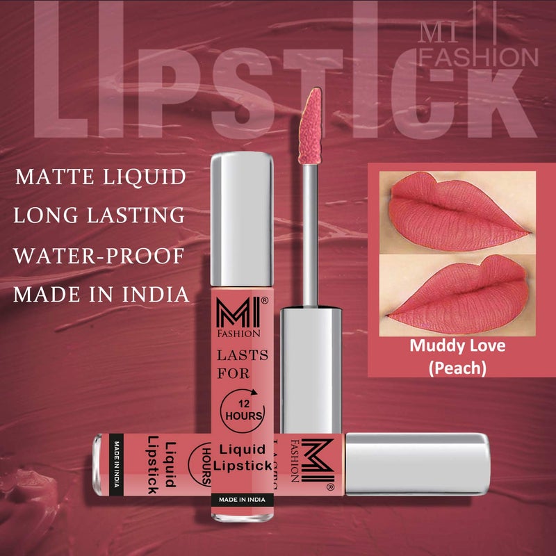 MI Fashion Liquid Matte Lipsticks WaterproofSmudge Proof Made in IndiaandLong Lasting Set of 2 Lipsticks Peach Liquid LipstickBrown Liquid Lipstick 6 ml - Image 3