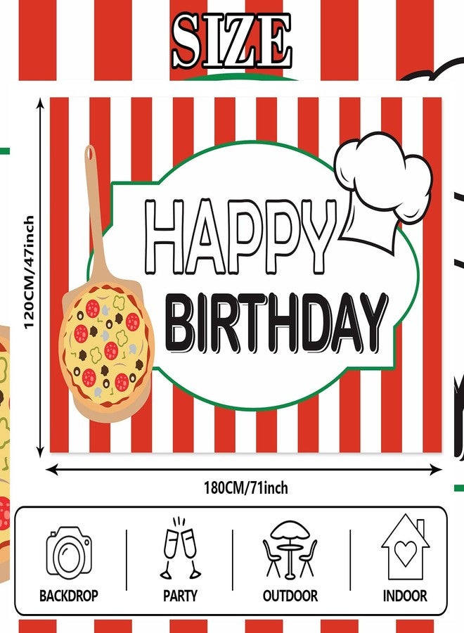 DZTRELFK Pizza Happy Birthday Banner Decorations Backdrop Background Photo Booth Props Favors Supplies Cooking Delicious Food Theme Decor for Birthday Pizza Party Photography - Image 2