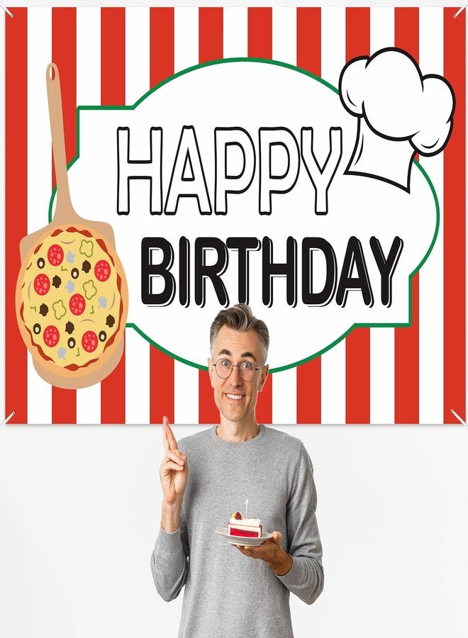 DZTRELFK Pizza Happy Birthday Banner Decorations Backdrop Background Photo Booth Props Favors Supplies Cooking Delicious Food Theme Decor for Birthday Pizza Party Photography - Image 5