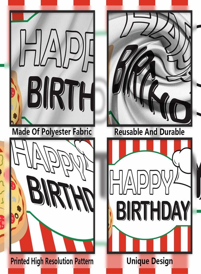 DZTRELFK Pizza Happy Birthday Banner Decorations Backdrop Background Photo Booth Props Favors Supplies Cooking Delicious Food Theme Decor for Birthday Pizza Party Photography - Image 3