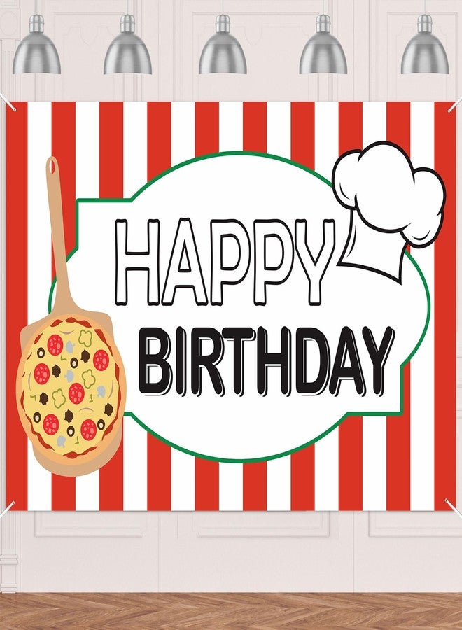 DZTRELFK Pizza Happy Birthday Banner Decorations Backdrop Background Photo Booth Props Favors Supplies Cooking Delicious Food Theme Decor for Birthday Pizza Party Photography - Image 1