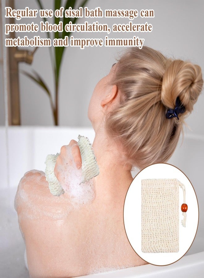 Hpmjz Soap Bag 10 Pcs Natural Sisal Soap Saver Bags Mesh Net Saver Pouch Exfoliating Foaming Drying Soaps Holder Handmade Bag with Drawstring for Bath Shower Massaging and Scrubbing - Image 3