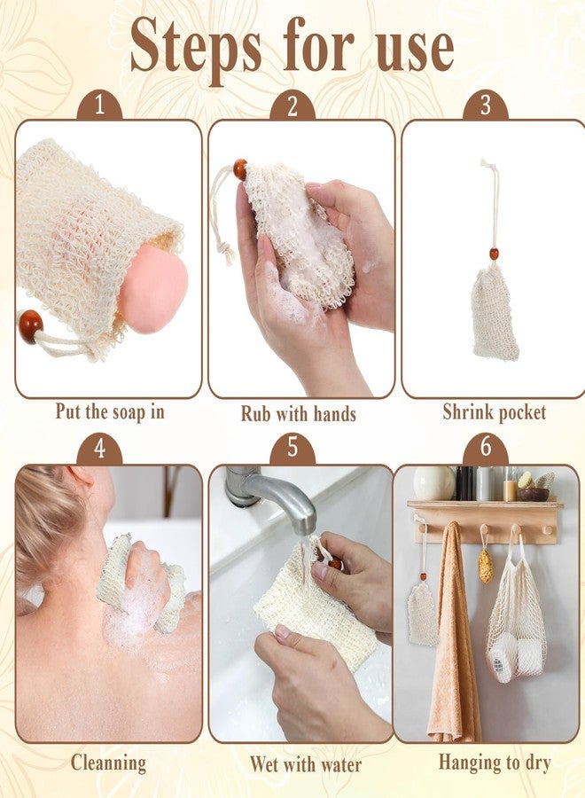 Hpmjz Soap Bag 10 Pcs Natural Sisal Soap Saver Bags Mesh Net Saver Pouch Exfoliating Foaming Drying Soaps Holder Handmade Bag with Drawstring for Bath Shower Massaging and Scrubbing - Image 5