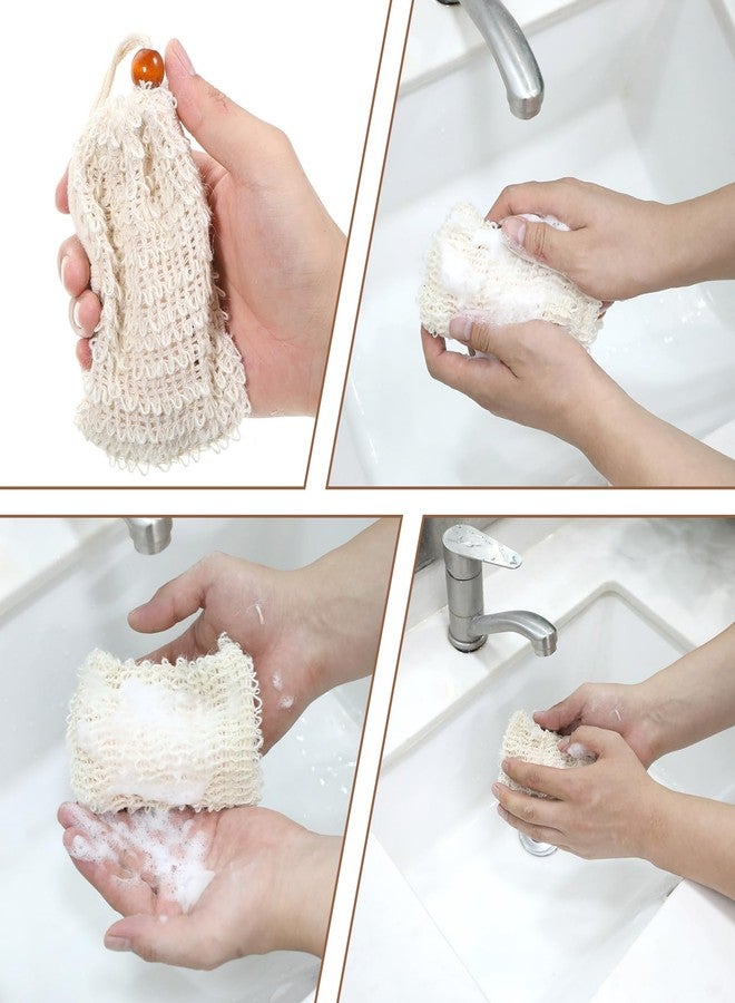 Hpmjz Soap Bag 10 Pcs Natural Sisal Soap Saver Bags Mesh Net Saver Pouch Exfoliating Foaming Drying Soaps Holder Handmade Bag with Drawstring for Bath Shower Massaging and Scrubbing - Image 4