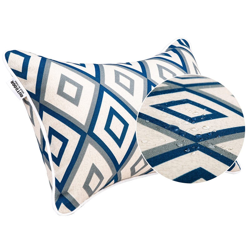 JMGBird Water-Repellent Outdoor Lumbar Pillows Set of 2 with Inserts - 12x20 Inch Color-Lasting Durable Patio Pillows for Outdoor Furniture - Image 3