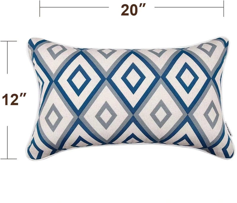 JMGBird Water-Repellent Outdoor Lumbar Pillows Set of 2 with Inserts - 12x20 Inch Color-Lasting Durable Patio Pillows for Outdoor Furniture - Image 5