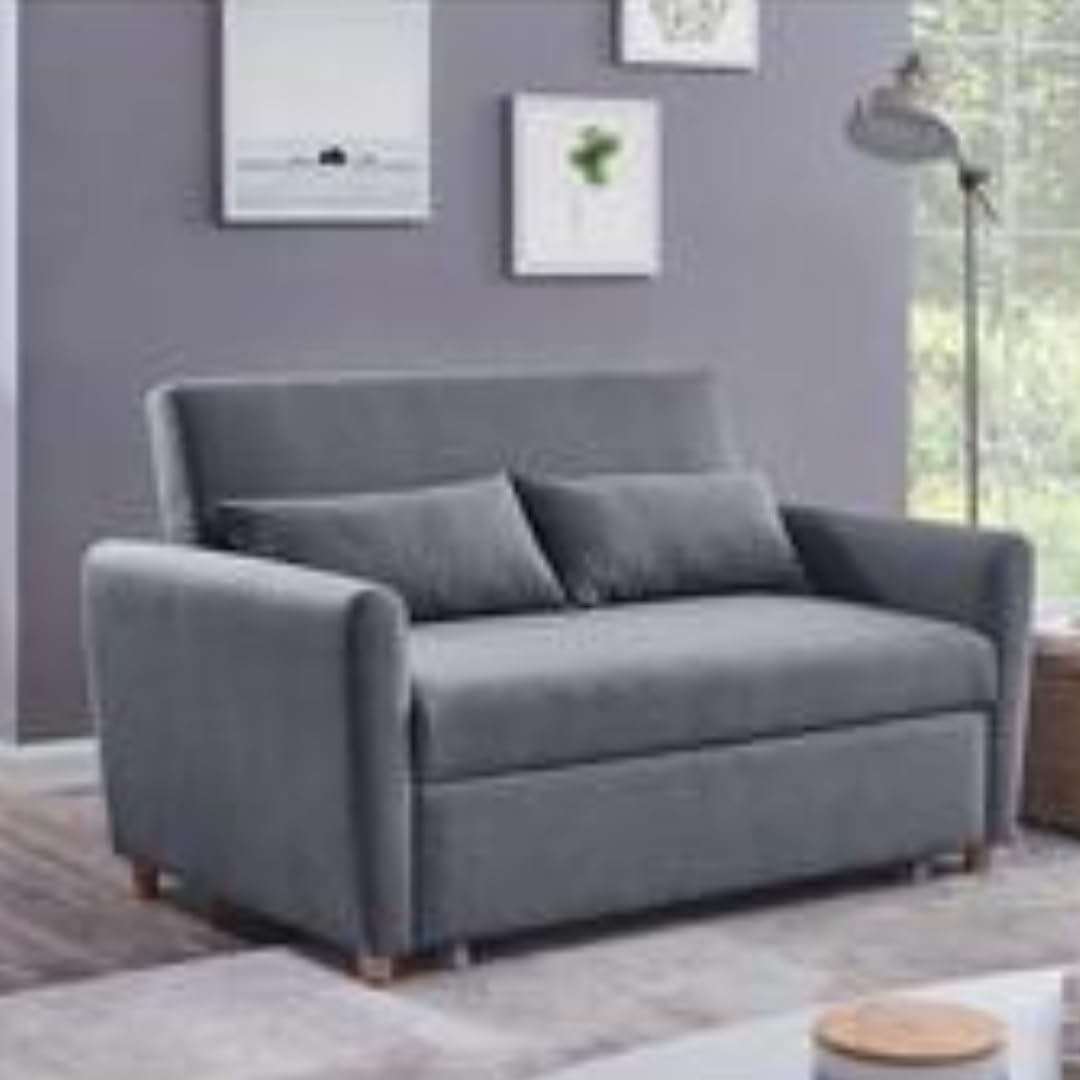 2-Seater Fabric Sofa Bed in Dark Grey