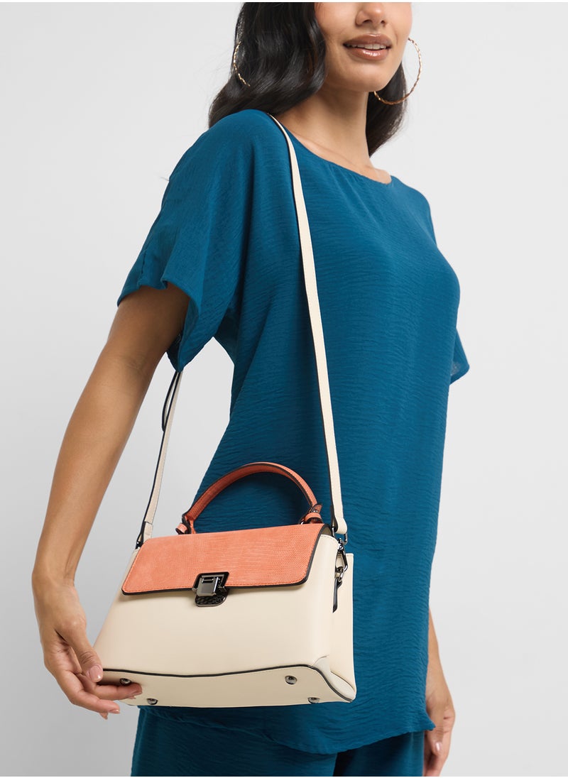 ELLA - Metal Clasp Satchel Bag - Image 1