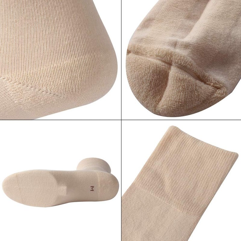 Facool NonBinding Top Diabetic Socks Men Women Comfort Smooth Seamless Toe Sensitivity Wide Medical Crew MidCalf Socks for EdemaDiabetesNeuropathyCirculationSwelling 6 Pairs Beige XLarge - Image 4