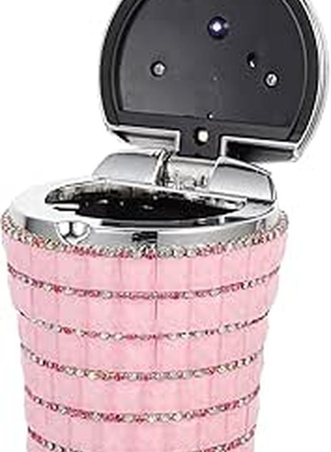Black Rhinestone LED Car Ashtray with Lid Portable Auto Ashtray for Vehicle Interior - Image 1