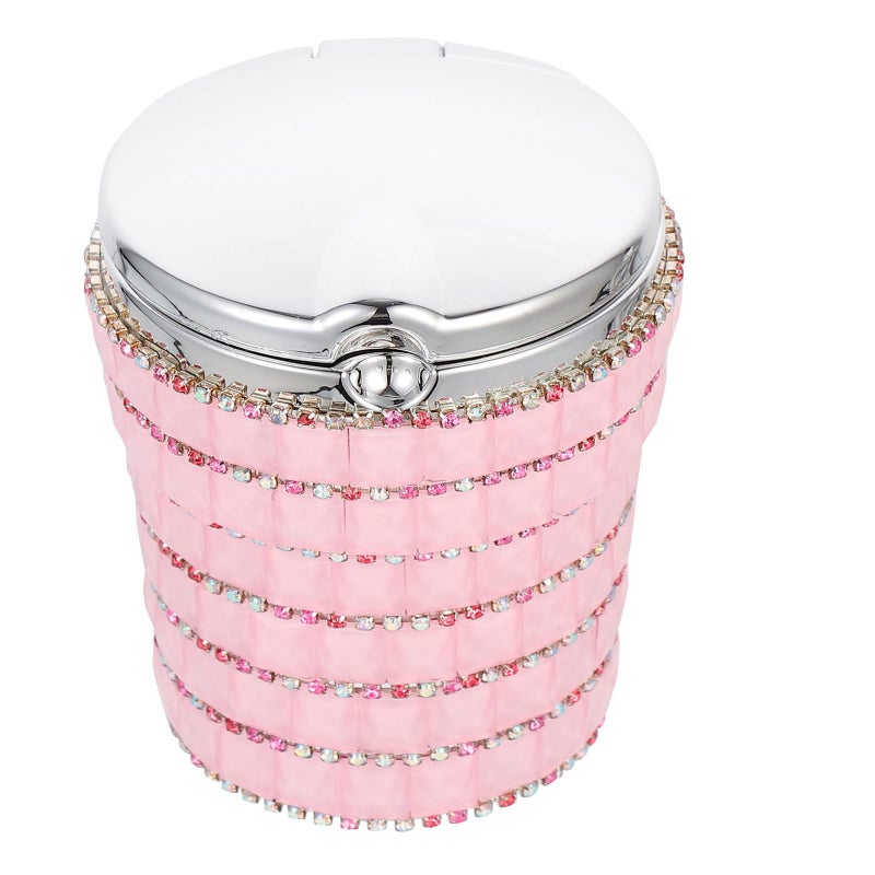 Black Rhinestone LED Car Ashtray with Lid Portable Auto Ashtray for Vehicle Interior - Image 3