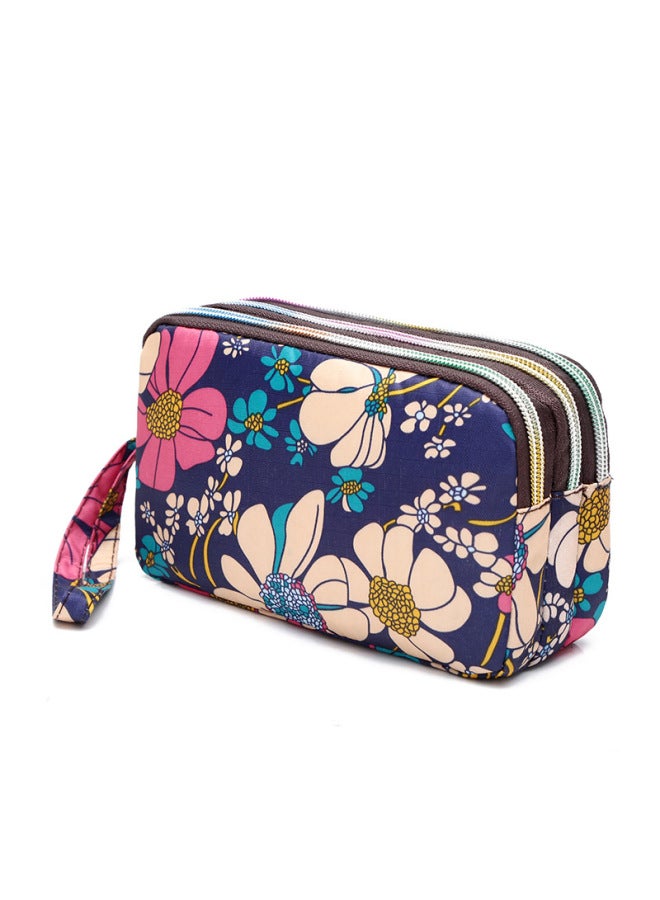 Wallet Coin Purse Bag Female Korean Printed Wallet Mobile Phone Bag Ladies Wallet Running Cloth Bag-Color:Small Black Background Flower - Image 3