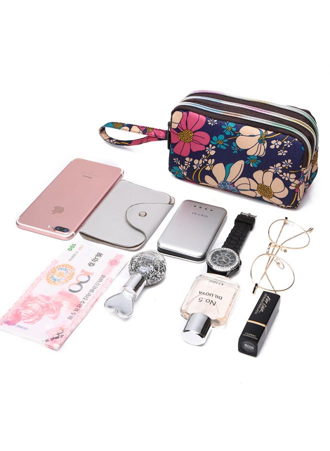 Wallet Coin Purse Bag Female Korean Printed Wallet Mobile Phone Bag Ladies Wallet Running Cloth Bag-Color:Small Black Background Flower - Image 4