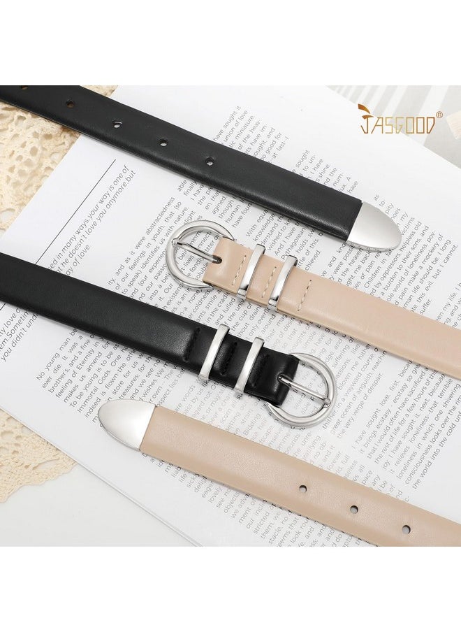 2 Pack Women'S Leather Belts With Silver Buckle Fashion Leather Waist Belt Elegant Ladies Belts For Jeans Dress,Black+Light Beige - pzsku/ZAFF9D38B3243CD35FE33Z/45/_/1735566685/2e8410d3-3d81-40c7-b3f8-832346d32055