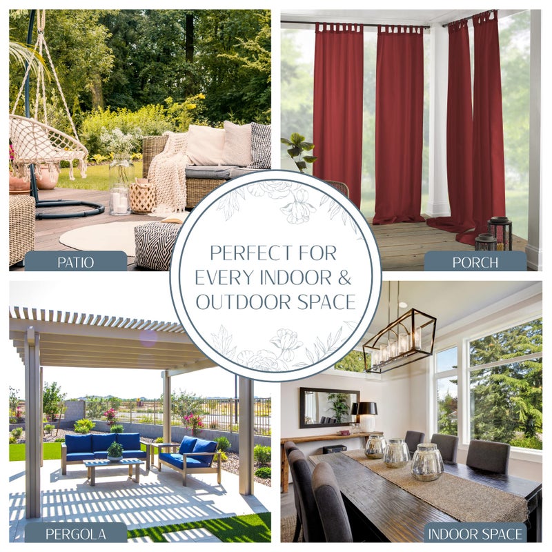 Elrene Home Fashions Matine Weatherproof Tab-Top Indoor/Outdoor Solid Color Curtain Panel for Porch, Pergola, Patio, Deck, 52â€W x 84â€L, Red - Image 3