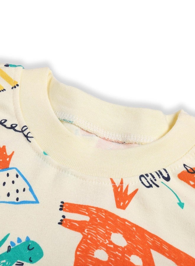 Bold N Elegant - Be Bold Inside & Elegant Outside Baby Boy's and Baby Girl's Jungle Animal Print Jurassic Joy Dinosaur 2 PC T-Shirt Pyjama Clothing Set (Yellow, 6-12 Months) - Image 4