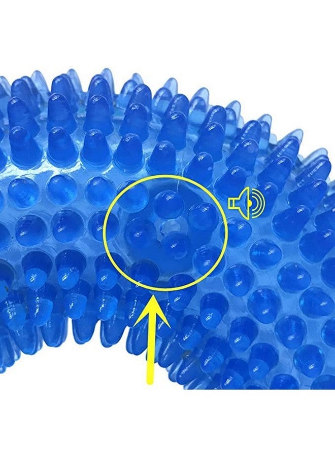 ألعاب مضغ مطاطية طبيعية ناعمة غير سامة بحلقات مدببة مقاس 5 بوصات، لعبة تنظيف الأسنان أثناء التسنين - عبوة من قطعتين، قد يختلف اللون - Image 4