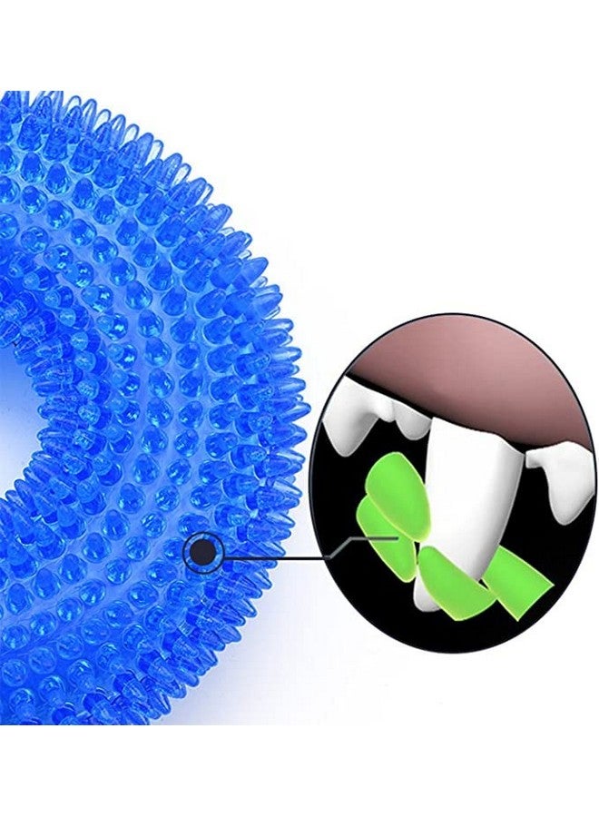 ألعاب مضغ مطاطية طبيعية ناعمة غير سامة بحلقات مدببة مقاس 5 بوصات، لعبة تنظيف الأسنان أثناء التسنين - عبوة من قطعتين، قد يختلف اللون - Image 3