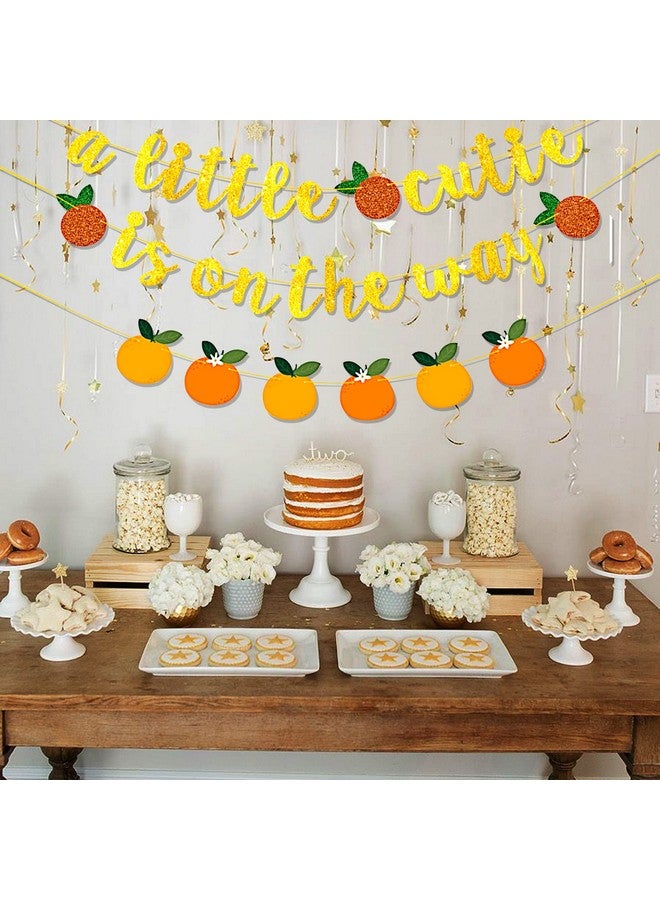 Meisuitd A Little Cutie Is On The Way Banner Glitter Citrus Garland For Baby Shower Decorations Little Cutie Birthday Party Decor Tangerine Theme Party Decorations Orange Clementine Party Supplies - Image 4