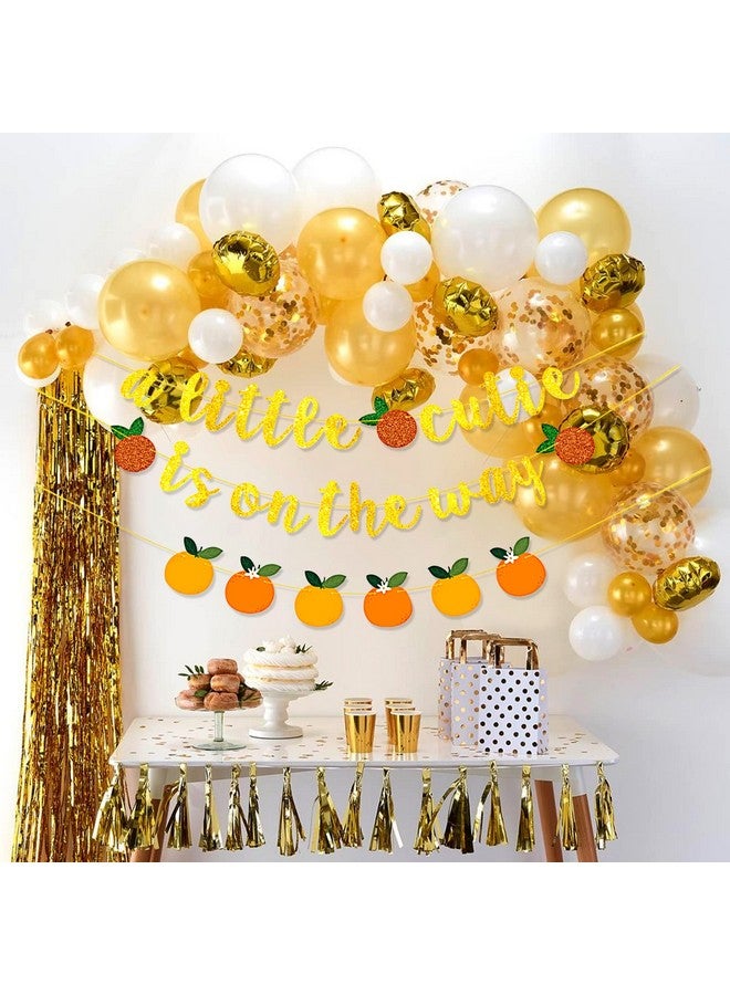 Meisuitd A Little Cutie Is On The Way Banner Glitter Citrus Garland For Baby Shower Decorations Little Cutie Birthday Party Decor Tangerine Theme Party Decorations Orange Clementine Party Supplies - Image 3